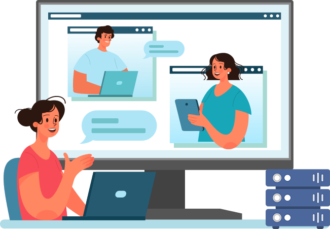 Clients being trained online to use the features