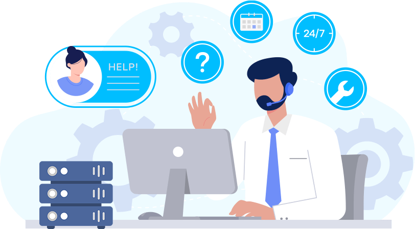 Support engineers answering a client request