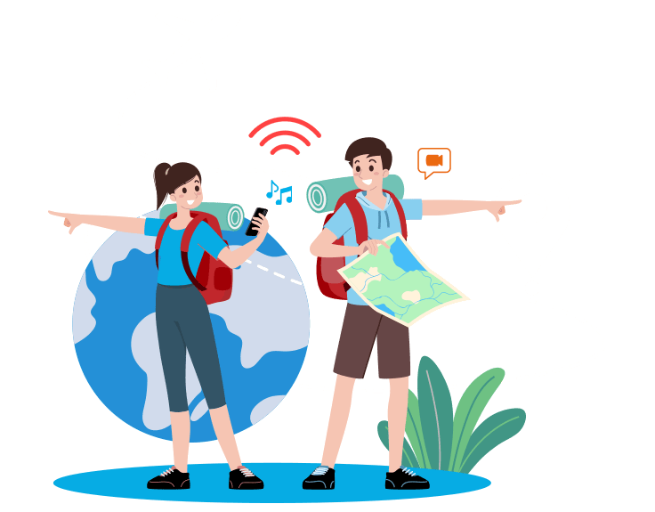 A travelling party bonding every public network in range