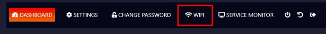 Device menu bar with the WIFI option highlighted