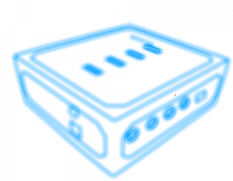 Wireframe outline of the Internet Generator's ports